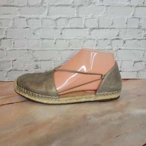 Eileen Fisher Lee Espadrille Shoe Platinum Womens Size 6 Metallic Suede Flats